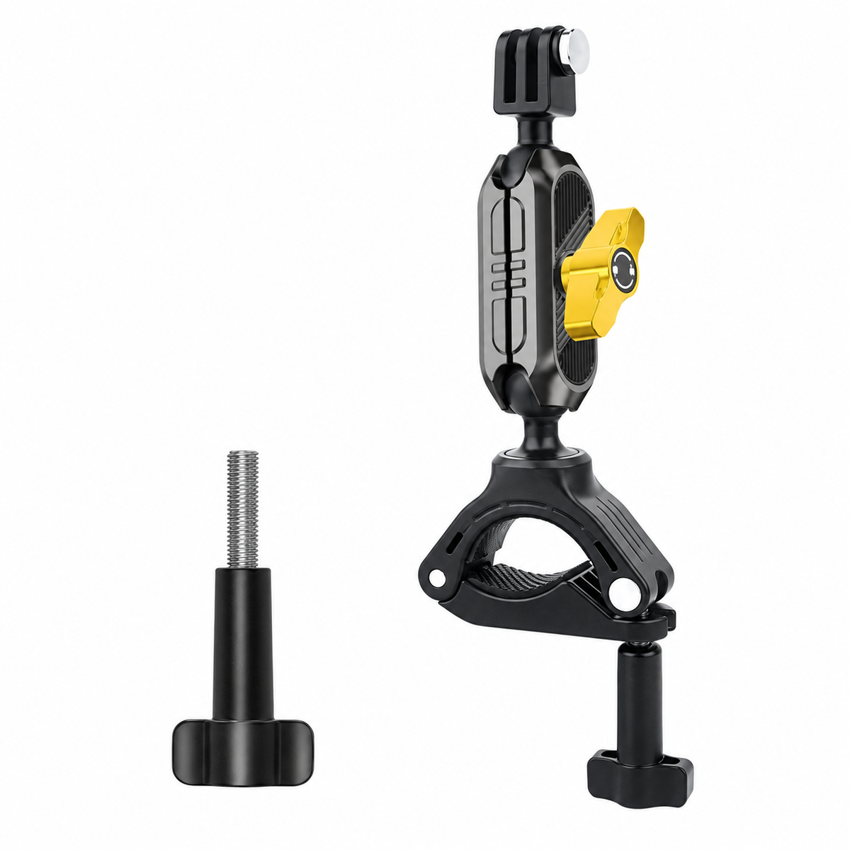 Adjustable Bicycle Handlebar Mount for Action Cameras - Complete product on white