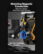 BARUNOR helmet-chin EN 20261020 02: Matching magnetic camera-adapter connection; seat the adapter and check the lock | BARUNOR detail 4:5 20261022