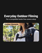 BARUNOR dual-backpack EN 20261020 03: Illustrated travel walks, outdoor moments and hiking uses with a compatible backpack camera setup; camera not included - panel 2 of 3 | BARUNOR detail 4:5 20261022