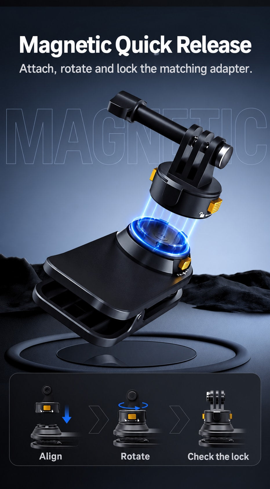 BARUNOR dual-backpack EN 20261020 01: Magnetic quick-release connection, alignment and lock checks for the dual-sided backpack clip