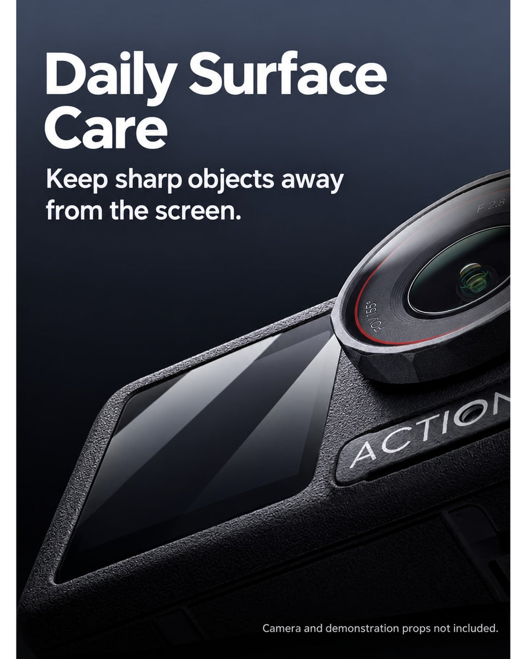 Daily Surface Care. Keep sharp objects away from the screen.. Camera and demonstration props not included. [FLW-media-S018-822aa086]