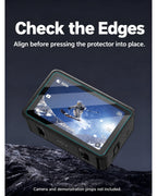 Check the Edges. Align before pressing the protector into place.. Camera and demonstration props not included. [FLW-media-S019-1112bb1d]