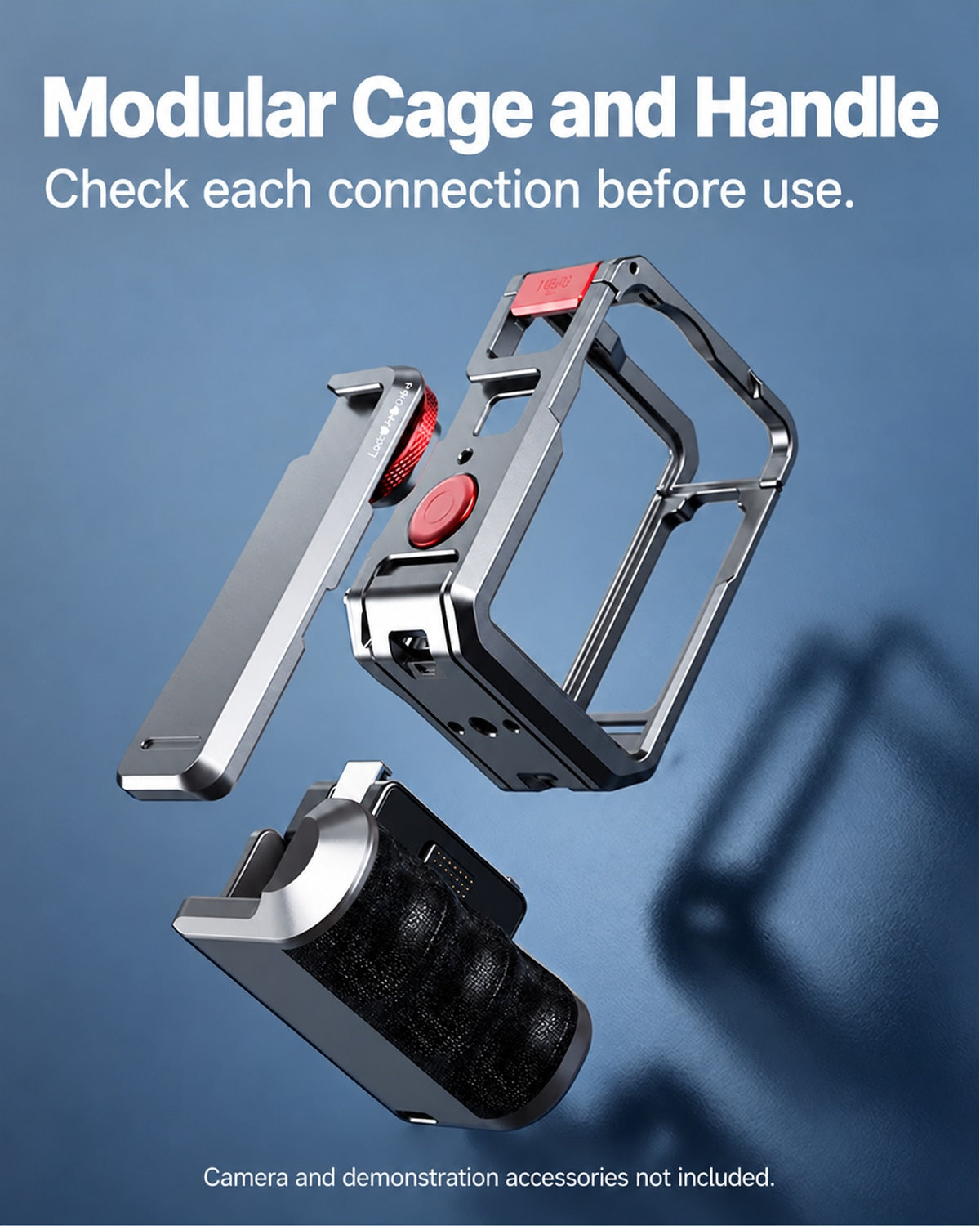Modular cage and side handle shown detached; camera not included. [FLW-media-S038-93aa5cfc]