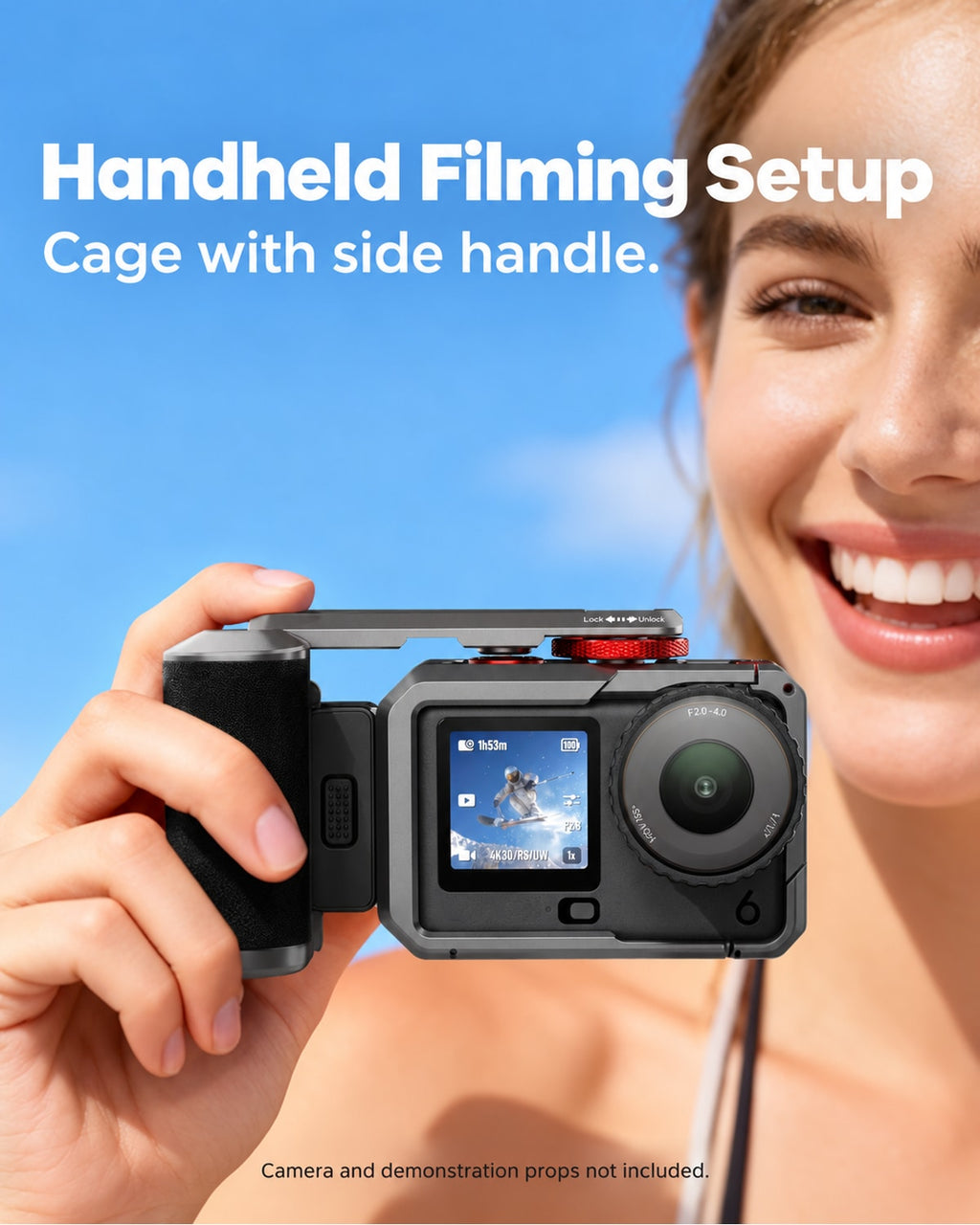 Handheld Filming Setup. Cage with side handle.. Camera and demonstration props not included. [FLW-media-S040-f33dd5d4]