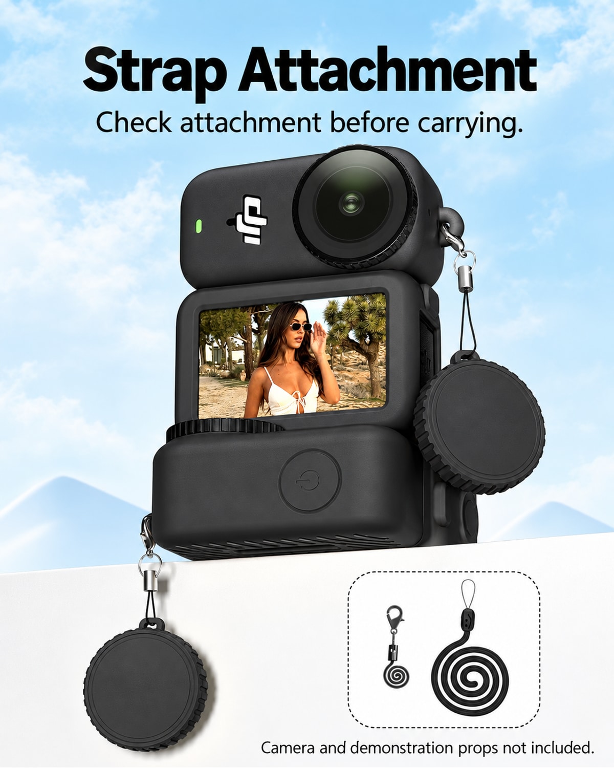 Strap Attachment. Check attachment before carrying.. Nano accessory detail; camera not included. [FLW-media-S073-e4197ad2]