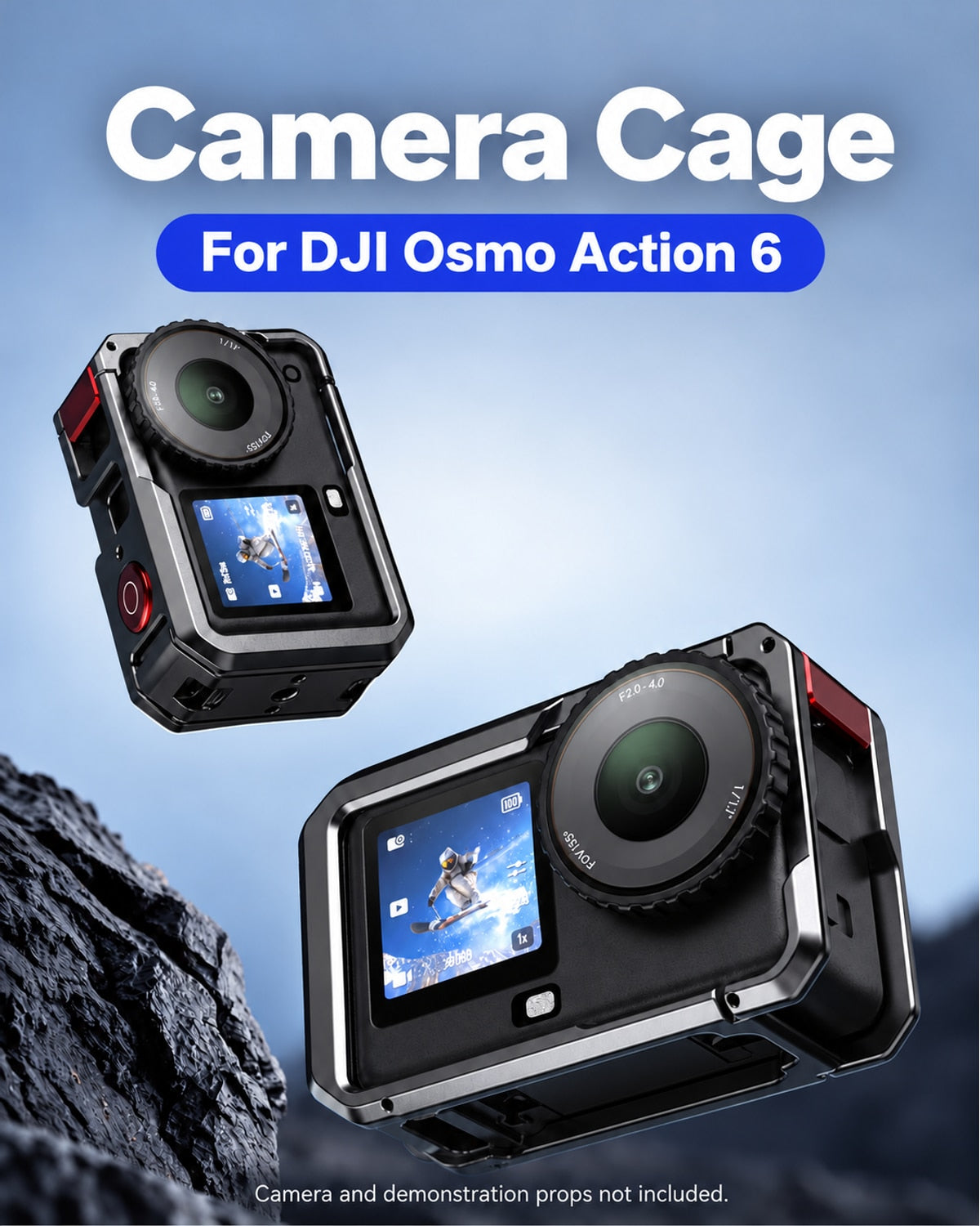 Camera Cage. For DJI Osmo Action 6. Camera and demonstration props not included. [FLW-media-S078-a103a7a1]