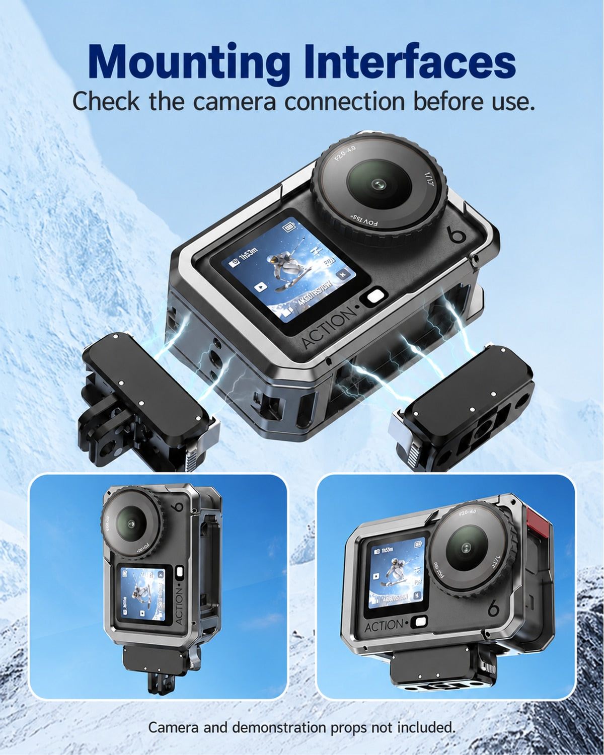 Mounting Interfaces. Check the camera connection before use.. Camera and demonstration props not included. [FLW-media-S081-758a8b83]