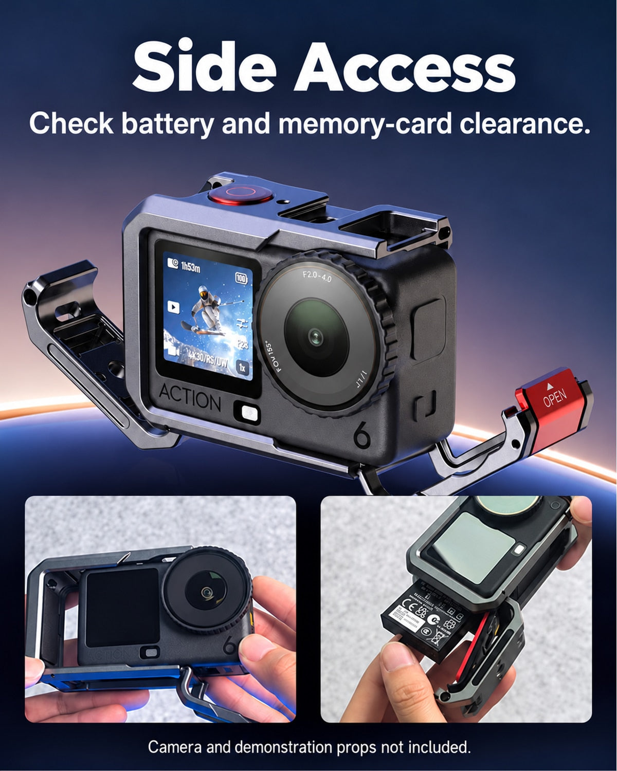 Side Access. Check battery and memory-card clearance.. Camera and demonstration props not included. [FLW-media-S085-1eed9045]
