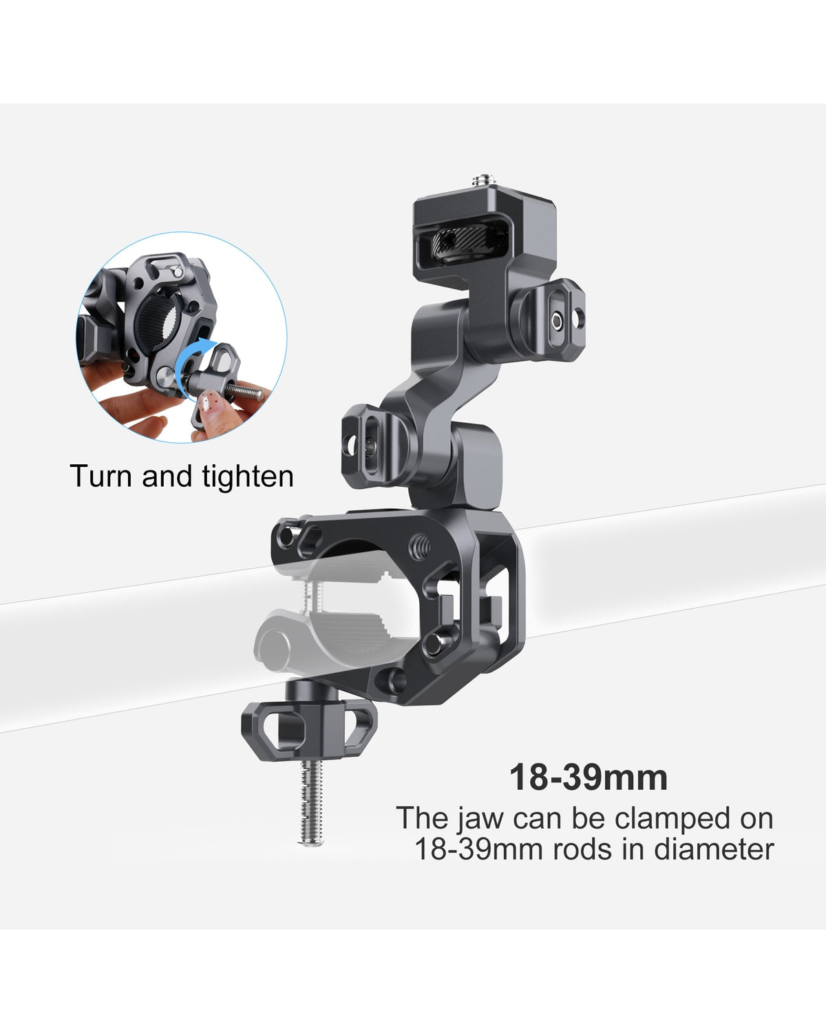 Clamp adjustment and supplier-listed 18-39 mm support diameter range. [FLW-media-S098-33e0ab2d]