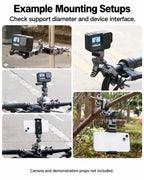 Example Mounting Setups. Check support diameter and device interface.. Camera and demonstration props not included. [FLW-media-S101-80038b10]