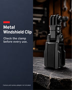 Metal Windshield Clip. Check the clamp before every use.. Camera and demonstration props not included. [FLW-media-S110-d1026d6c]