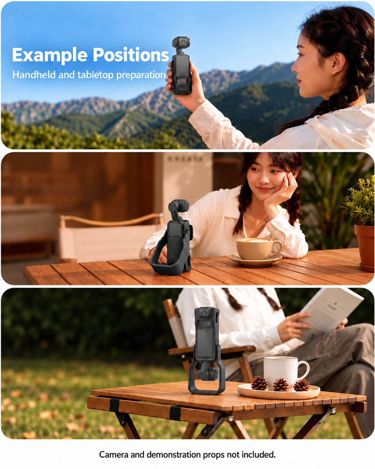 Example Positions. Handheld and tabletop preparation.. Camera and demonstration props not included. [FLW-media-S120-94b4d623]