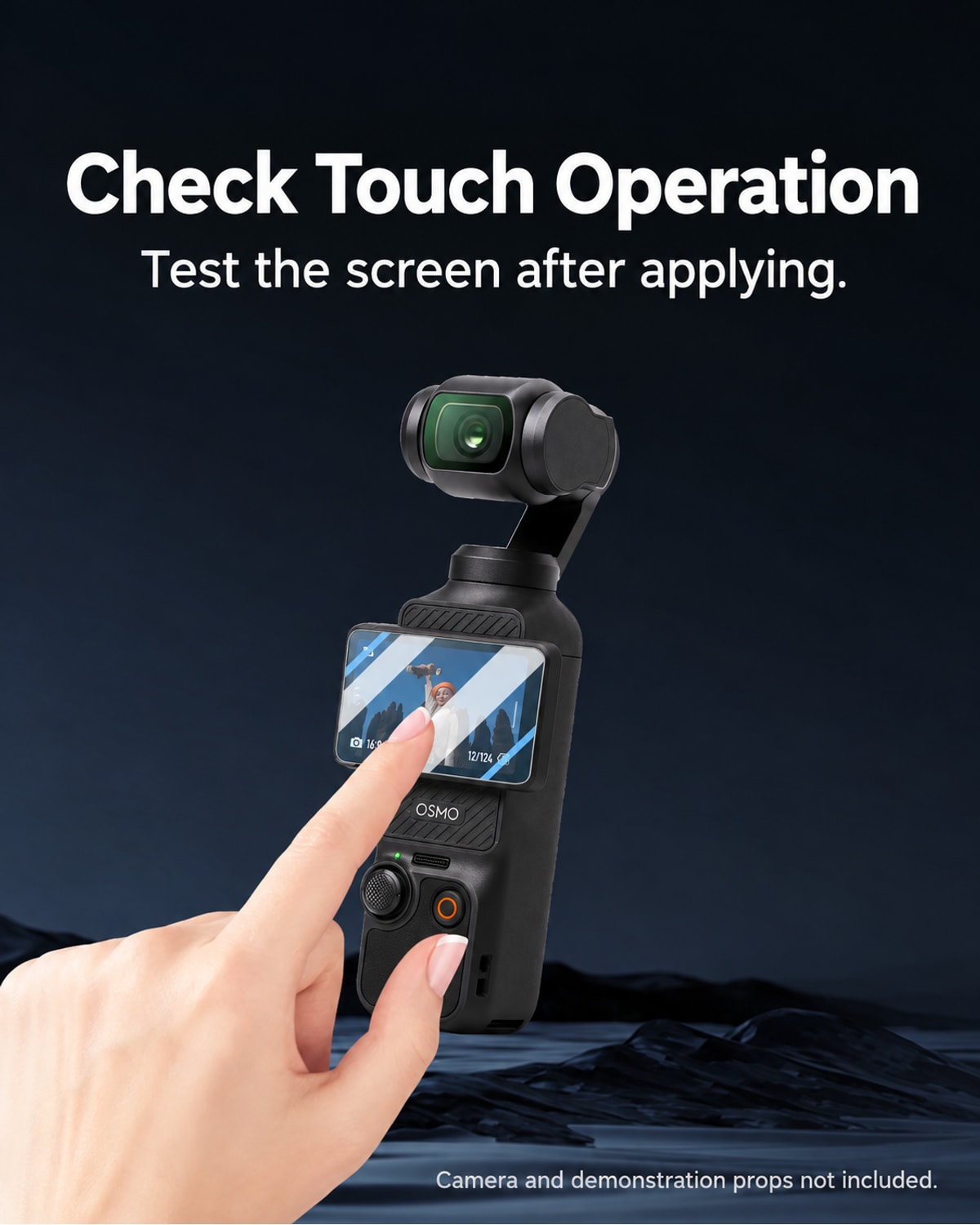 Check Touch Operation. Test the screen after applying.. Camera and demonstration props not included. [FLW-media-S145-dd926865]