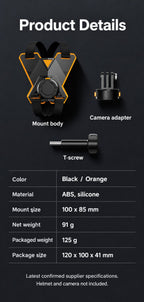 BARUNOR helmet-chin EN 20261020 06: ABS and silicone helmet chin mount: net 91 g, packaged 125 g, mount 100 x 85 mm, package 120 x 100 x 41 mm