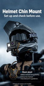 BARUNOR helmet-chin EN 20261020 07: Helmet chin mount illustrated on a stationary wearer; follow helmet manufacturer guidance; helmet and camera not included