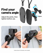 Adjustable camera mount joints and real examples of setting the camera angle; camera not included