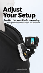 BARUNOR neck EN 20261020 07: Adjust Your Setup; Position the mount before recording.; Footage depends on the camera and movement.; Camera not included.