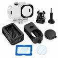 DJI Osmo Nano protection accessory bundle: lens and screen protectors, empty clear housing with mounting base and screw, black silicone cover set and lens cap; camera not included