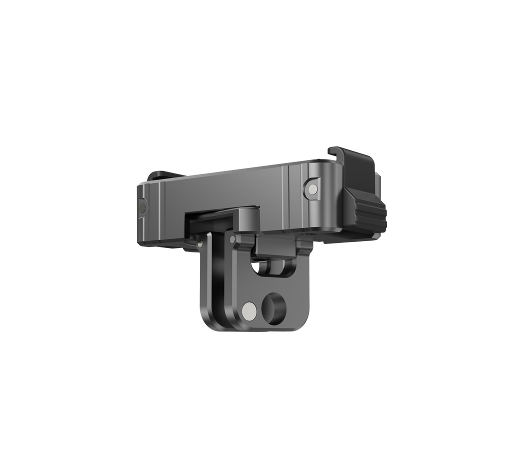 BARUNOR Chidian DJI hero: Complete titanium-gray rotating adapter on pure white