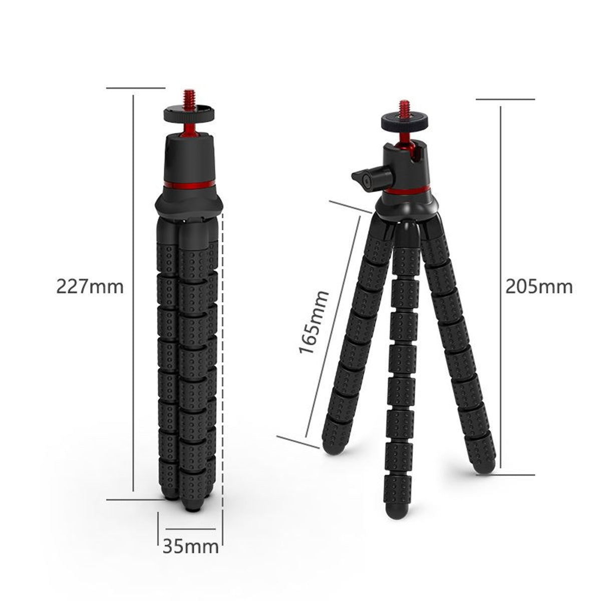 Flexible Mini Tripod for Camera Setups - dimensions (text-free gallery 1)
